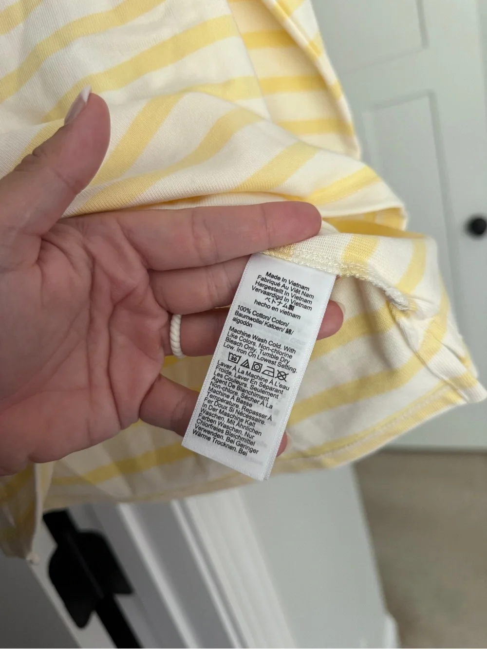 J. Crew yellow white stripe new boatneck top cotton
